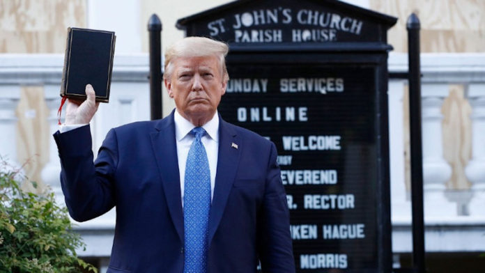 Donald Trump outside of St. Johns Church